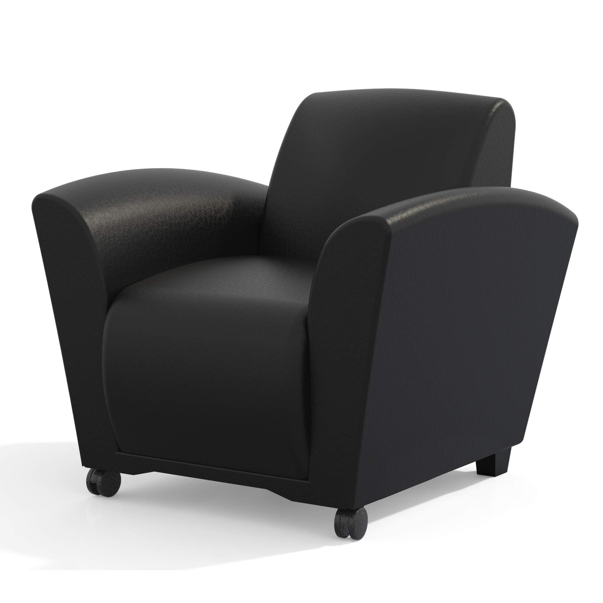 Mayline Santa Cruz Mobile Leather Lounge Chair, Black Leather